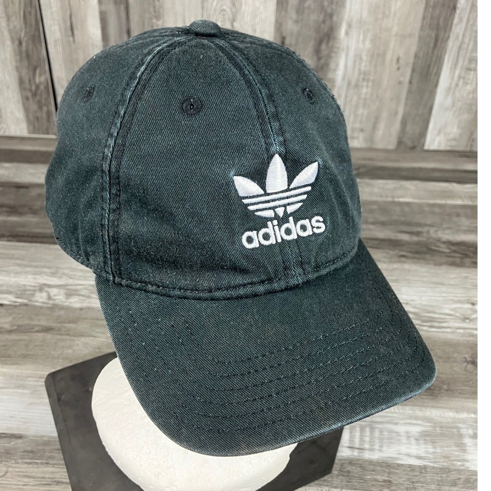 Adidas Originals Trefoil Relaxed Dad Hat Washed Black Adjustable Cap OSFM